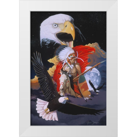 Eagle Warrior White Modern Wood Framed Art Print by Stevenson, Graeme
