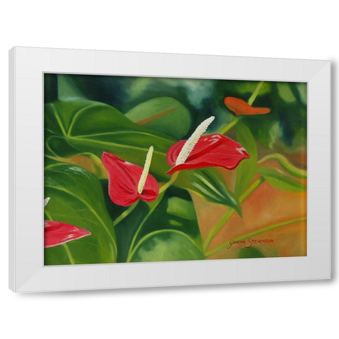Flower Hearts White Modern Wood Framed Art Print by Stevenson, Graeme