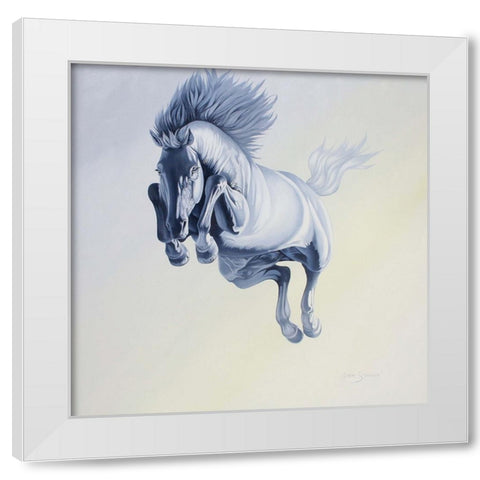Go Ahead And Jump White Modern Wood Framed Art Print by Stevenson, Graeme