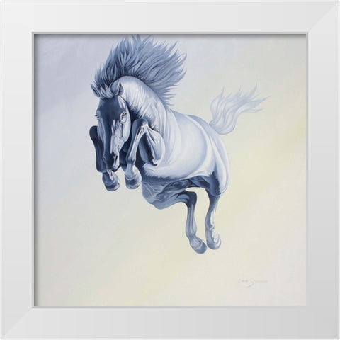 Go Ahead And Jump White Modern Wood Framed Art Print by Stevenson, Graeme