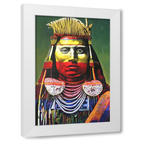 Indian Chief White Modern Wood Framed Art Print by Stevenson, Graeme