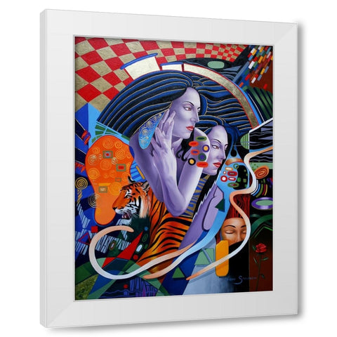 Kissed By A Rose White Modern Wood Framed Art Print by Stevenson, Graeme