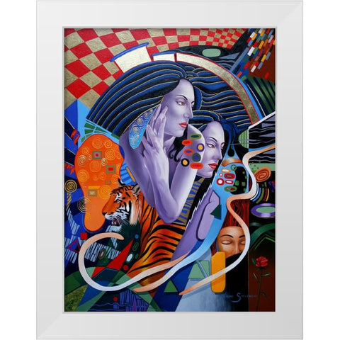 Kissed By A Rose White Modern Wood Framed Art Print by Stevenson, Graeme