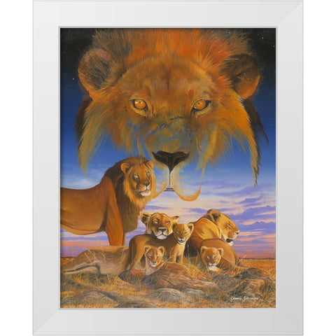 Masai Morning White Modern Wood Framed Art Print by Stevenson, Graeme
