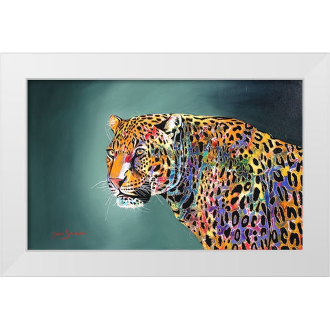 Morning Of The Jaguar White Modern Wood Framed Art Print by Stevenson, Graeme