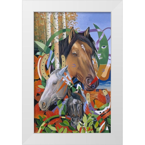 Mustang Dreams White Modern Wood Framed Art Print by Stevenson, Graeme