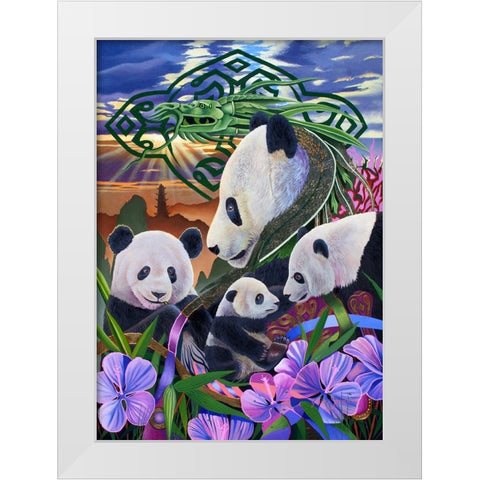 Panda Play White Modern Wood Framed Art Print by Stevenson, Graeme