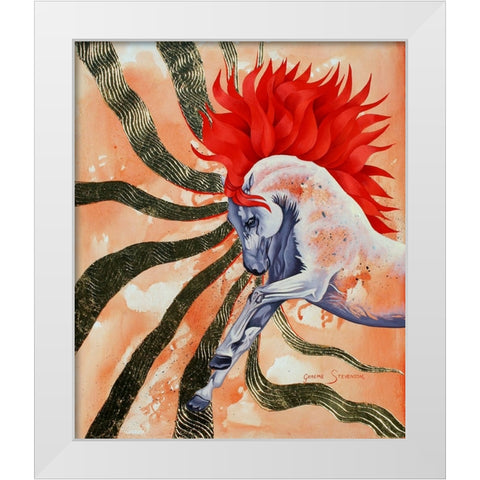 Red Stallion White Modern Wood Framed Art Print by Stevenson, Graeme
