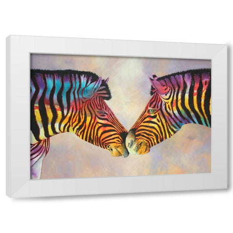 Spectrum Zebras White Modern Wood Framed Art Print by Stevenson, Graeme