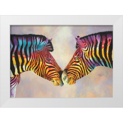 Spectrum Zebras White Modern Wood Framed Art Print by Stevenson, Graeme