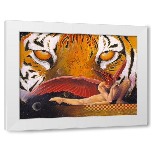 The Tigress White Modern Wood Framed Art Print by Stevenson, Graeme