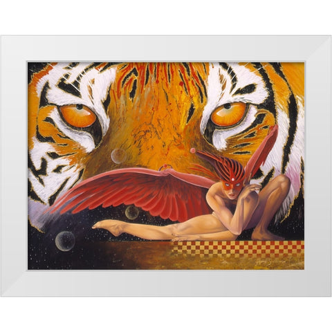 The Tigress White Modern Wood Framed Art Print by Stevenson, Graeme