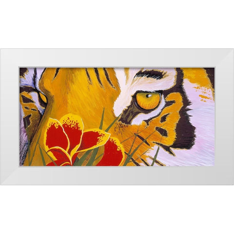 Tiger Eye White Modern Wood Framed Art Print by Stevenson, Graeme