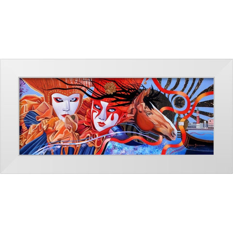 Venetian Masqurade White Modern Wood Framed Art Print by Stevenson, Graeme