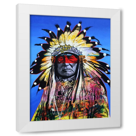 Wisdom Of The Warrior White Modern Wood Framed Art Print by Stevenson, Graeme