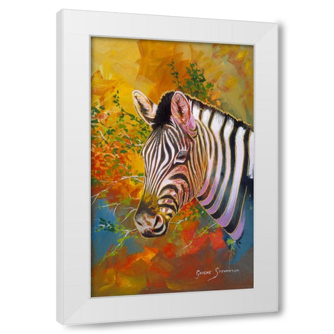 Zebra Days White Modern Wood Framed Art Print by Stevenson, Graeme