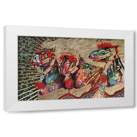 Arabian Stallions White Modern Wood Framed Art Print by Stevenson, Graeme