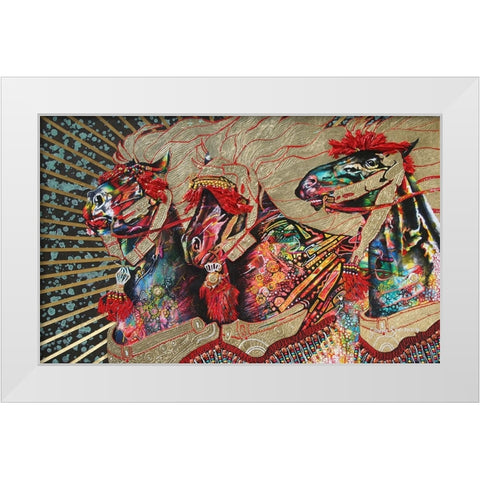 Arabian Stallions White Modern Wood Framed Art Print by Stevenson, Graeme
