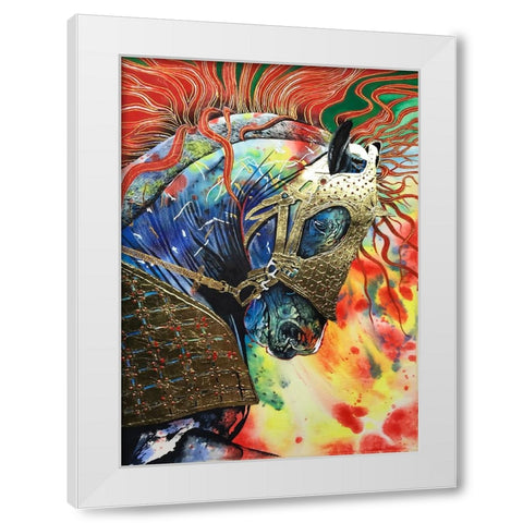 Fire of the Stallion White Modern Wood Framed Art Print by Stevenson, Graeme
