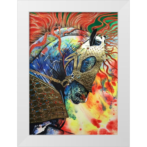 Fire of the Stallion White Modern Wood Framed Art Print by Stevenson, Graeme