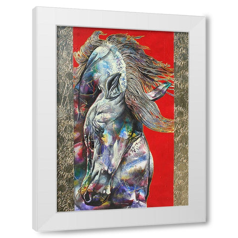 Golden Stallion White Modern Wood Framed Art Print by Stevenson, Graeme