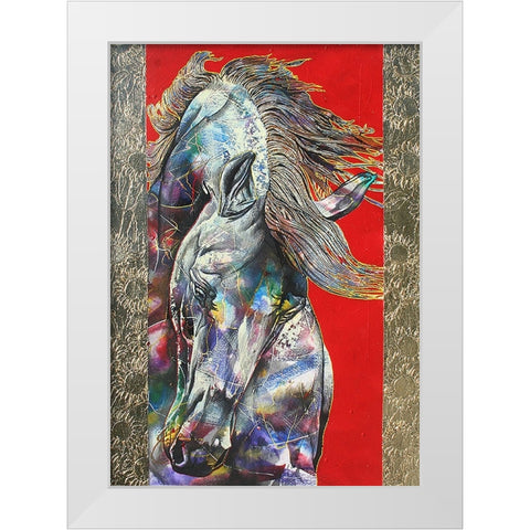 Golden Stallion White Modern Wood Framed Art Print by Stevenson, Graeme