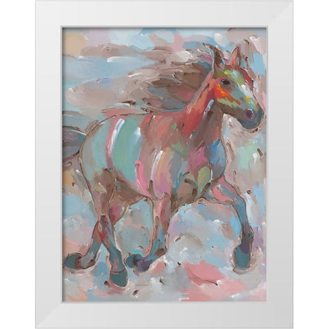 Happy Hooves White Modern Wood Framed Art Print by Khorasani, Hooshang