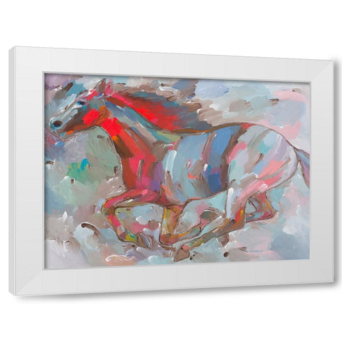 Fiery Runner White Modern Wood Framed Art Print by Khorasani, Hooshang