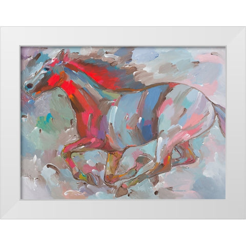Fiery Runner White Modern Wood Framed Art Print by Khorasani, Hooshang