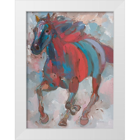 Spirit Runner White Modern Wood Framed Art Print by Khorasani, Hooshang