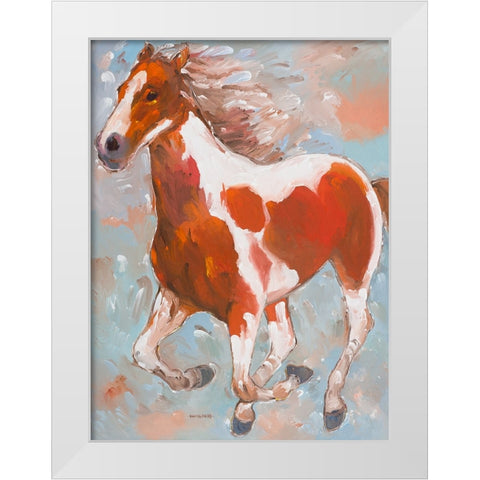 Painted Horse White Modern Wood Framed Art Print by Khorasani, Hooshang