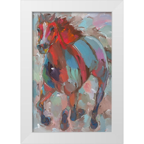 Red Warrior White Modern Wood Framed Art Print by Khorasani, Hooshang