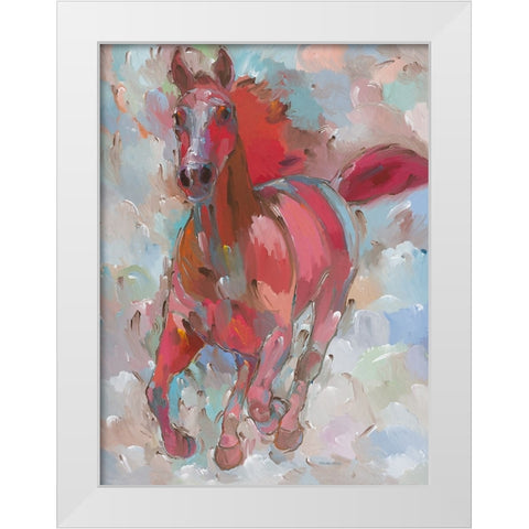 Red Wind White Modern Wood Framed Art Print by Khorasani, Hooshang