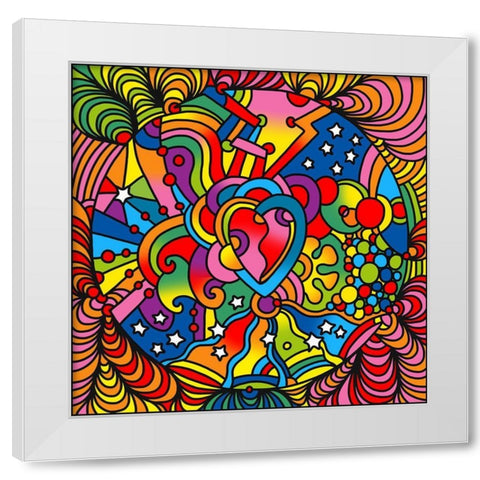 Pop Art Heart Swirls White Modern Wood Framed Art Print by Green, Howie