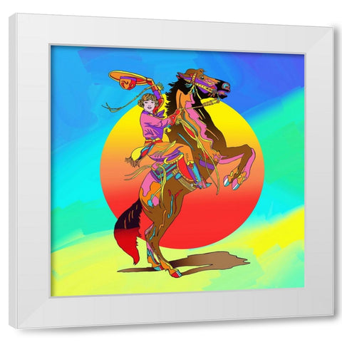 Pop-Art-Cowgirl White Modern Wood Framed Art Print by Green, Howie