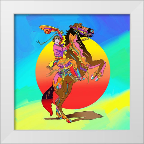 Pop-Art-Cowgirl White Modern Wood Framed Art Print by Green, Howie