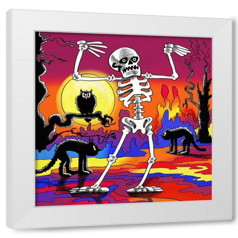Skeleton Dance White Modern Wood Framed Art Print by Green, Howie