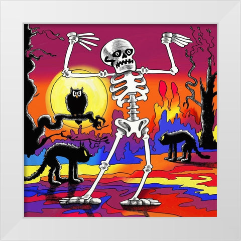 Skeleton Dance White Modern Wood Framed Art Print by Green, Howie