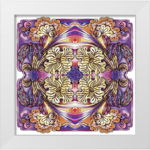 Lotus Flower Kalidescope White Modern Wood Framed Art Print by Green, Howie