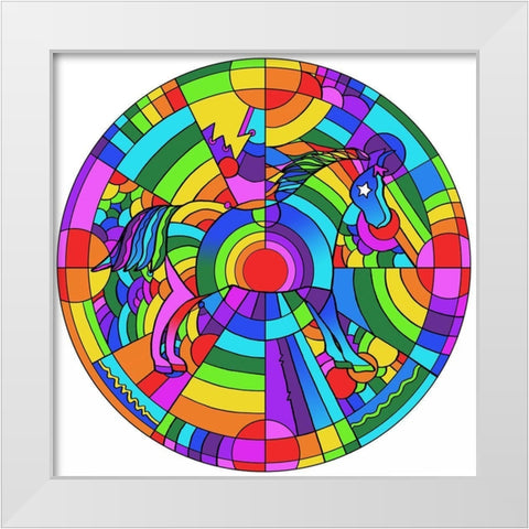 Pop Art Pony Circle White Modern Wood Framed Art Print by Green, Howie