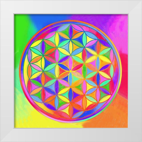 Sacred Geo Flower of Life White Modern Wood Framed Art Print by Green, Howie