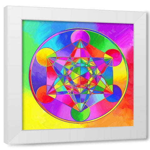 Sacred Geo Metarons Cube White Modern Wood Framed Art Print by Green, Howie