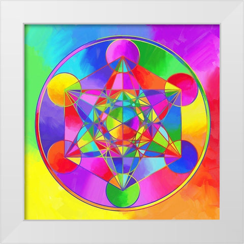 Sacred Geo Metarons Cube White Modern Wood Framed Art Print by Green, Howie