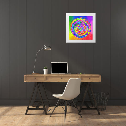 Sacred Geo Sri Yantra White Modern Wood Framed Art Print by Green, Howie