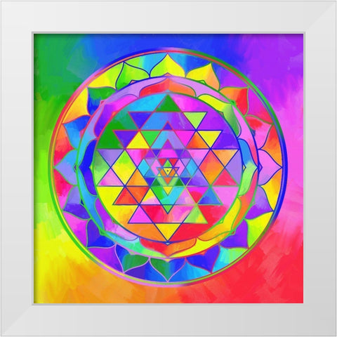 Sacred Geo Sri Yantra White Modern Wood Framed Art Print by Green, Howie
