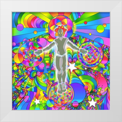 Sacred Geometry Figure White Modern Wood Framed Art Print by Green, Howie