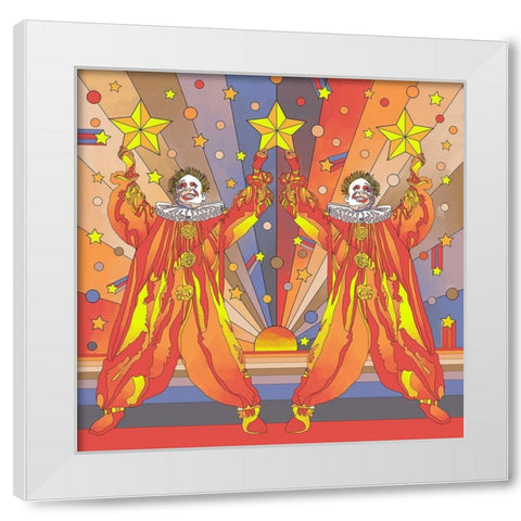 Clown-Duo White Modern Wood Framed Art Print by Green, Howie