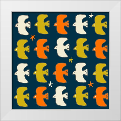 20-16 Native Bird White Modern Wood Framed Art Print by HUE and MI and Sangita