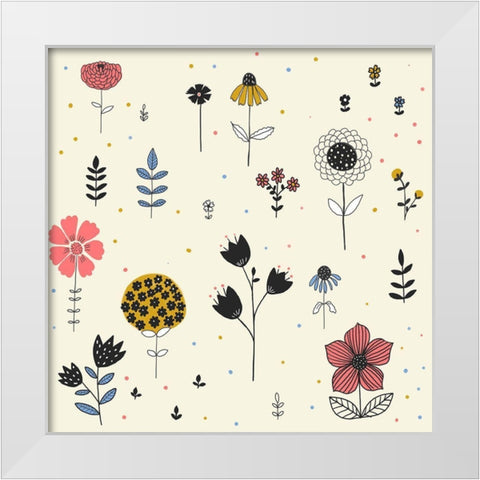 Simple Flower White Modern Wood Framed Art Print by HUE and MI and Sangita
