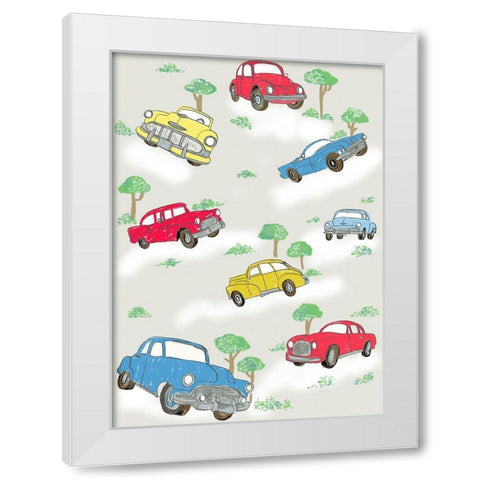 Broom Broom White Modern Wood Framed Art Print by HUE and MI and Sangita